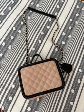 Dream control Quilted Beige Crossbody Bag with Black Trim